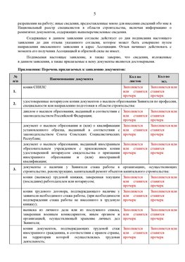 Образец заполнения заявления в НРС строителей. Страница 5 Белореченск Специалисты для СРО НРС - внесение и предоставление готовых